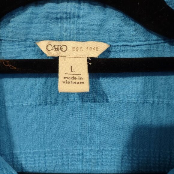 Cato Women's Blue Crinkle Button Down Top - Picture 5 of 5